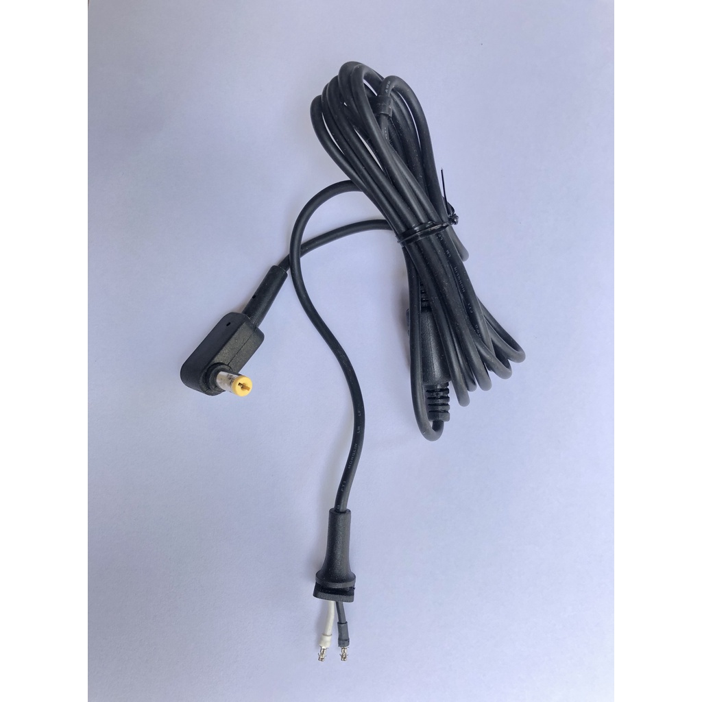 Jack Cắm Nguồn DC Đực 5521 Hàn Dây Cong L Kim 2.1mm liền dây dài 172mm có cục chống nhiễu