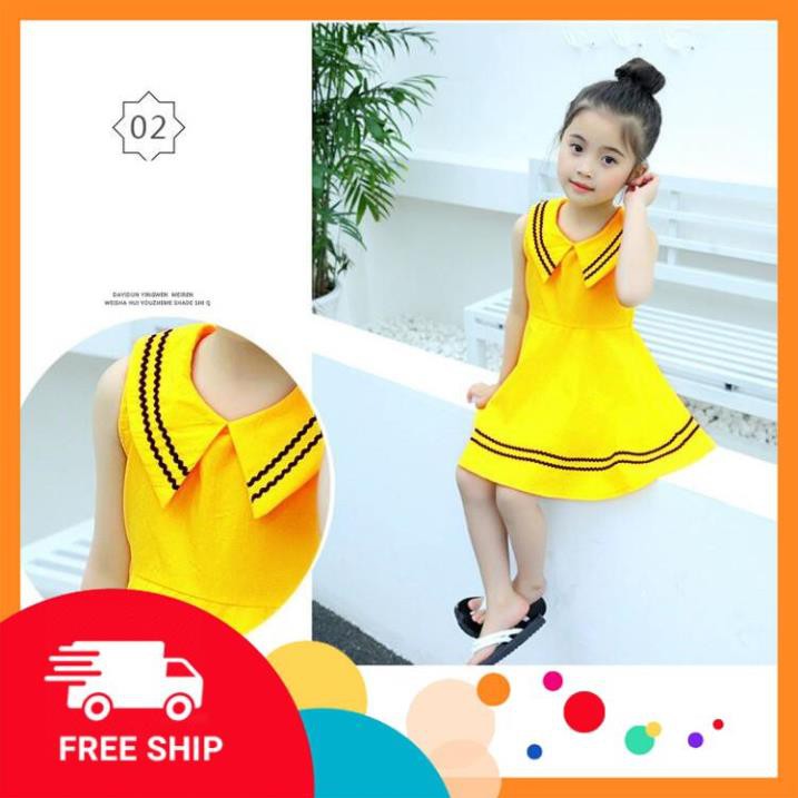 Váy đầm bé gái cổ hải quân màu vàng điệu đà - HG055  - Sale