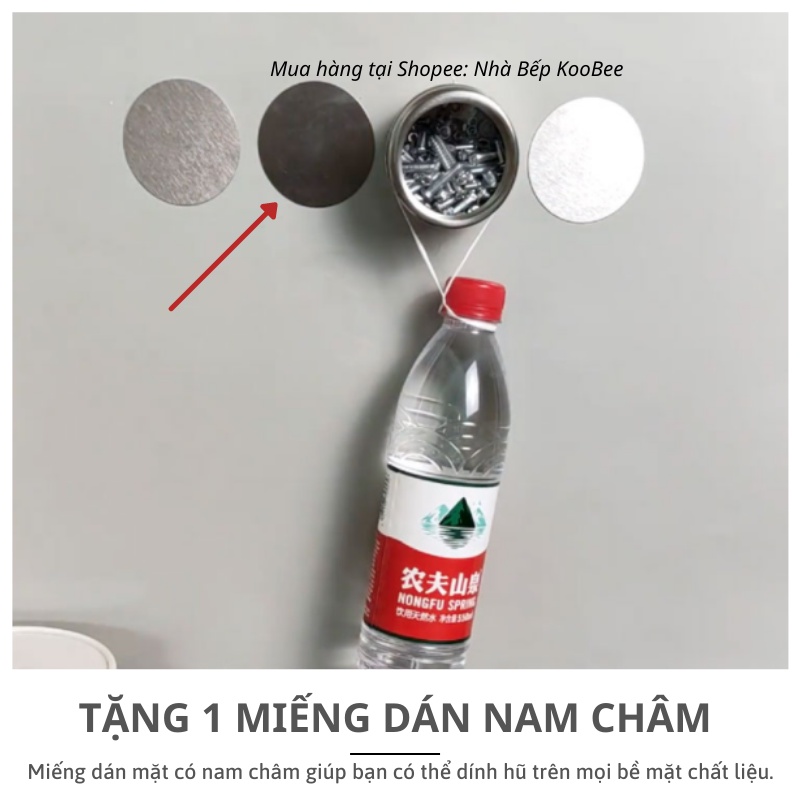 Hũ đựng gia vị nắp nam châm bằng thép không gỉ tiện lợi KooBee (NB04)