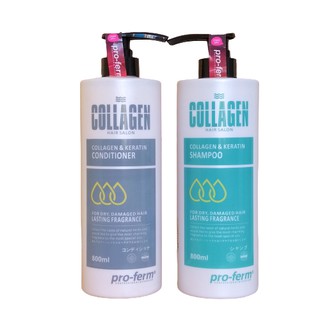Bộ Dầu Gội Xả Mefaso Pro-perm collagen keratin phục hồi mềm mượt 800ml nhật bản