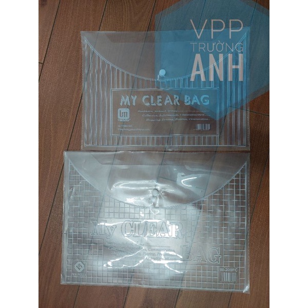 Set 10 túi tài liệu trong, file tài liệu Clear bag khuy bấm