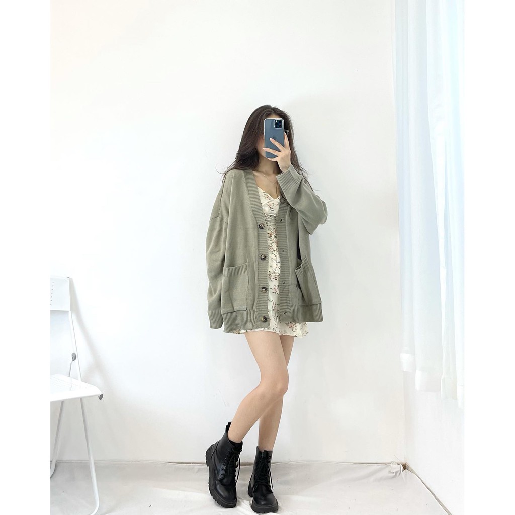 (FREESHIP) Áo khoác cardigan len trơn hàng quảng châu cao cấp Miho house