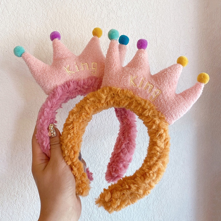 Băng Đô Cài Tóc Hình Vương Miện Phủ Lông Phong Cách Nhật Bản Thời Trang Cho Nữ