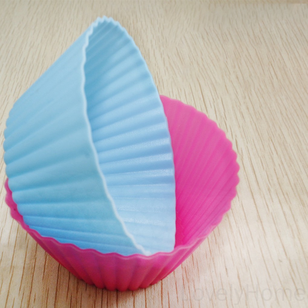 Set 8 cốc lót làm bánh cupcake silicone nhiều màu sắc đáng yêu tiện lợi