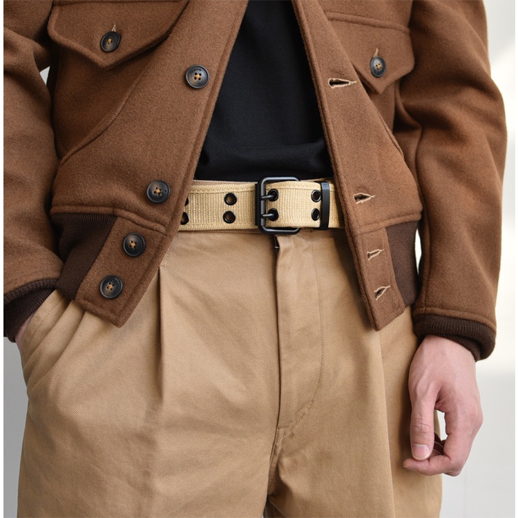 Thắt lưng vải, Dây nịt vải nam ngầu lỗ to màu đen nâu pon.mens hà nội hcm