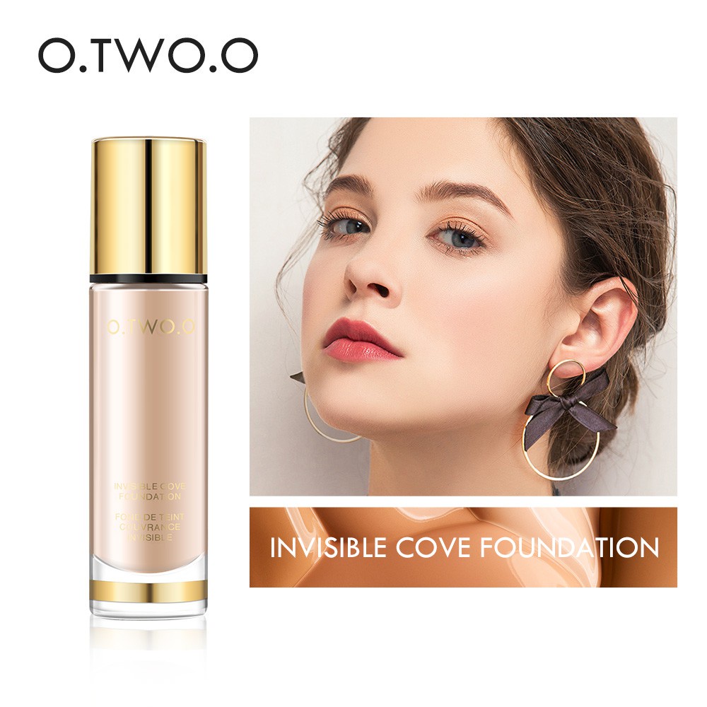 Kem nền O.TWO.O GOLD INVISIBLE COVE  8 tông màu tự nhiên 30ml - kem nền kiềm dầu nội địa trung JINT