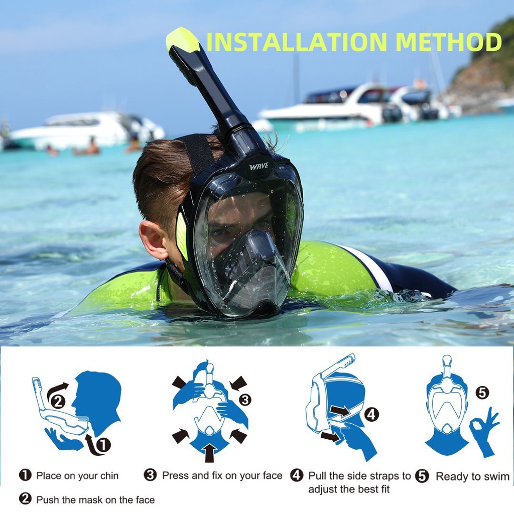 WAVE Bộ Mặt Nạ Lặn Bảo Vệ Toàn Diện Chống Sương Mù