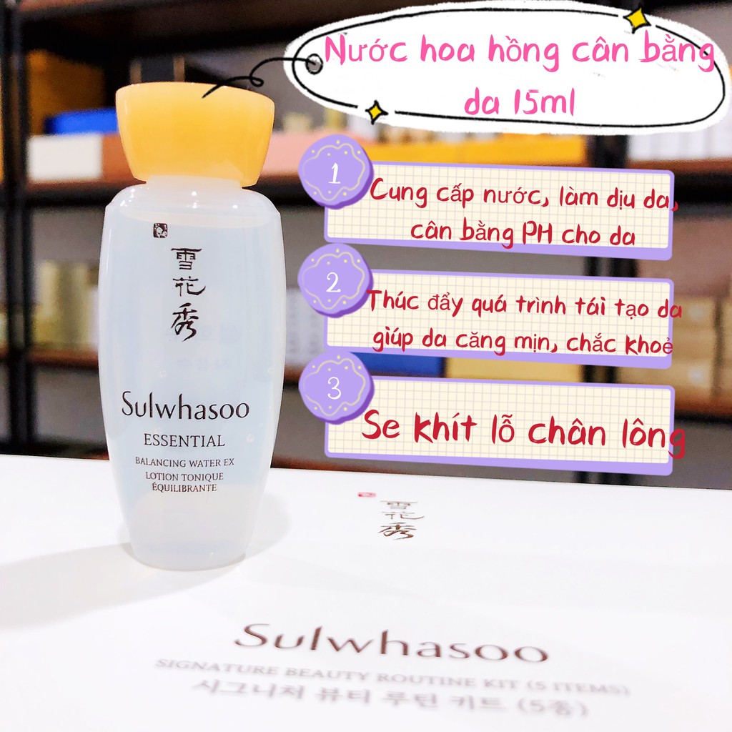 [TÁCH SÉT] Nước hoa hồng, nước cân bằng da se khít lỗ chân lông Sulwhasoo minisize 15 ml cho mọi loại da | BigBuy360 - bigbuy360.vn