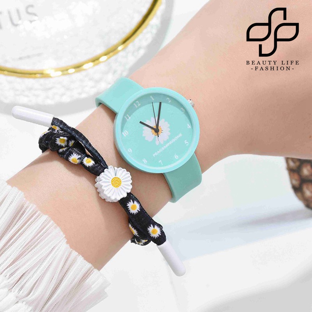 BEA™ XR4370 Women Marguerite Silicone Analog Quartz Watch with Bracelet