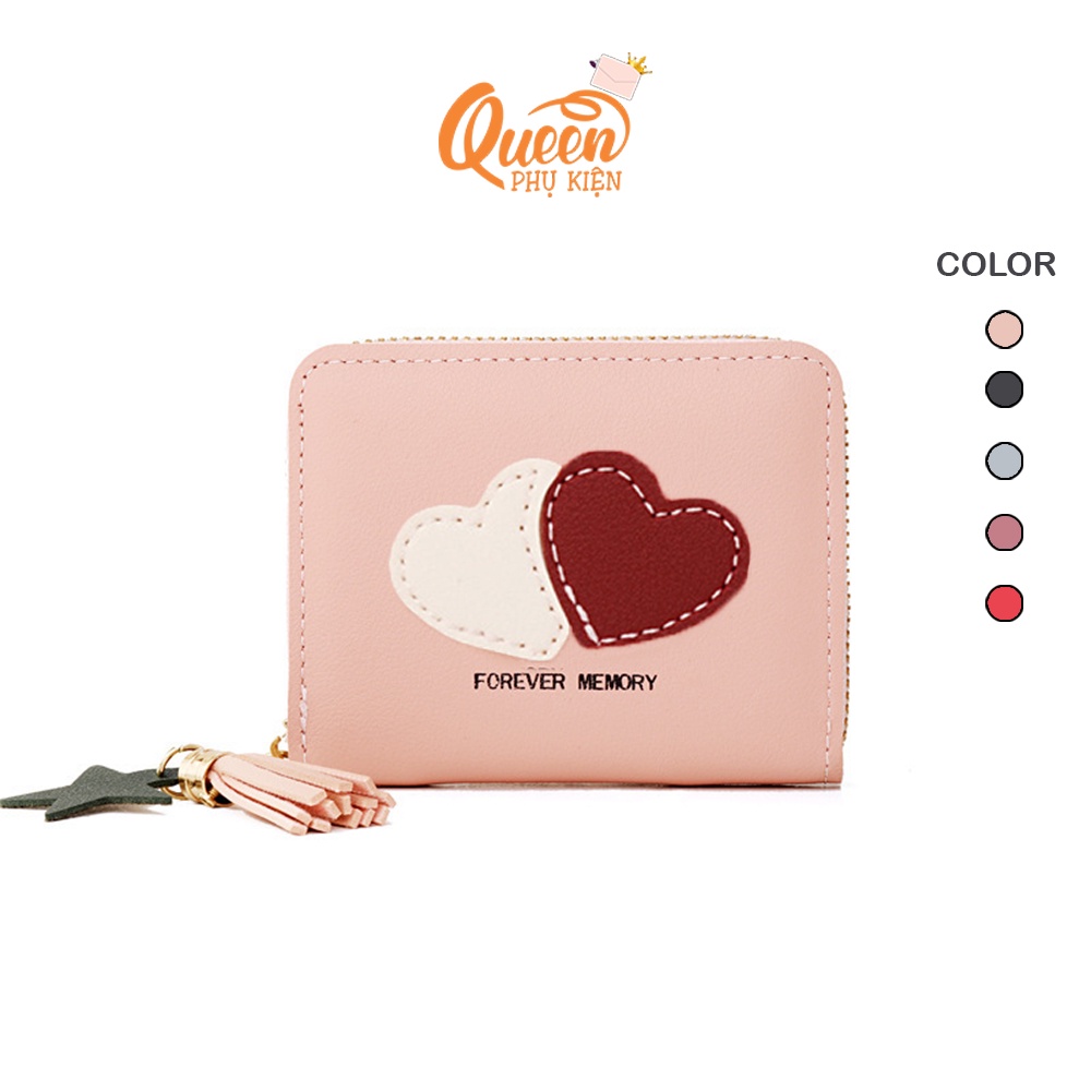 Ví Ngắn Nữ FOREVER LOVELY Mini Đôi Tim Thời Trang Cầm Tay Hot Trend