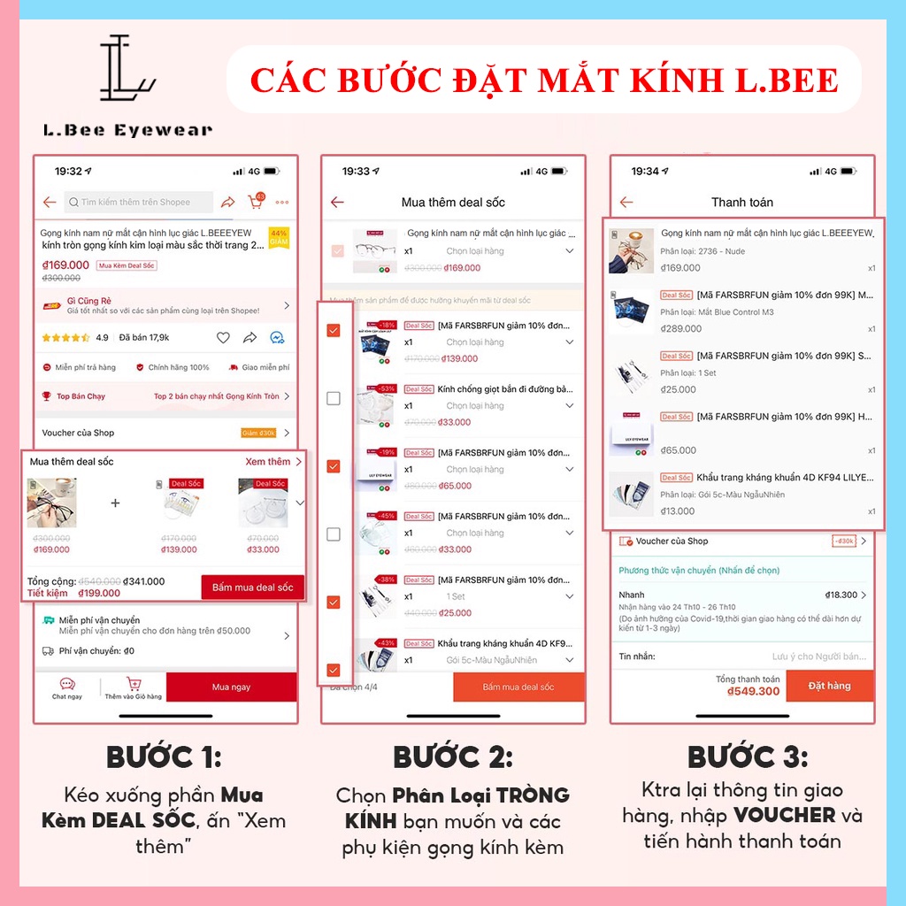 Gọng kính cận nữ mắt tròn L.BEE EYEWEAR, mắt kính cận thời trang kiểu dáng hàn quốc MSP 29L98