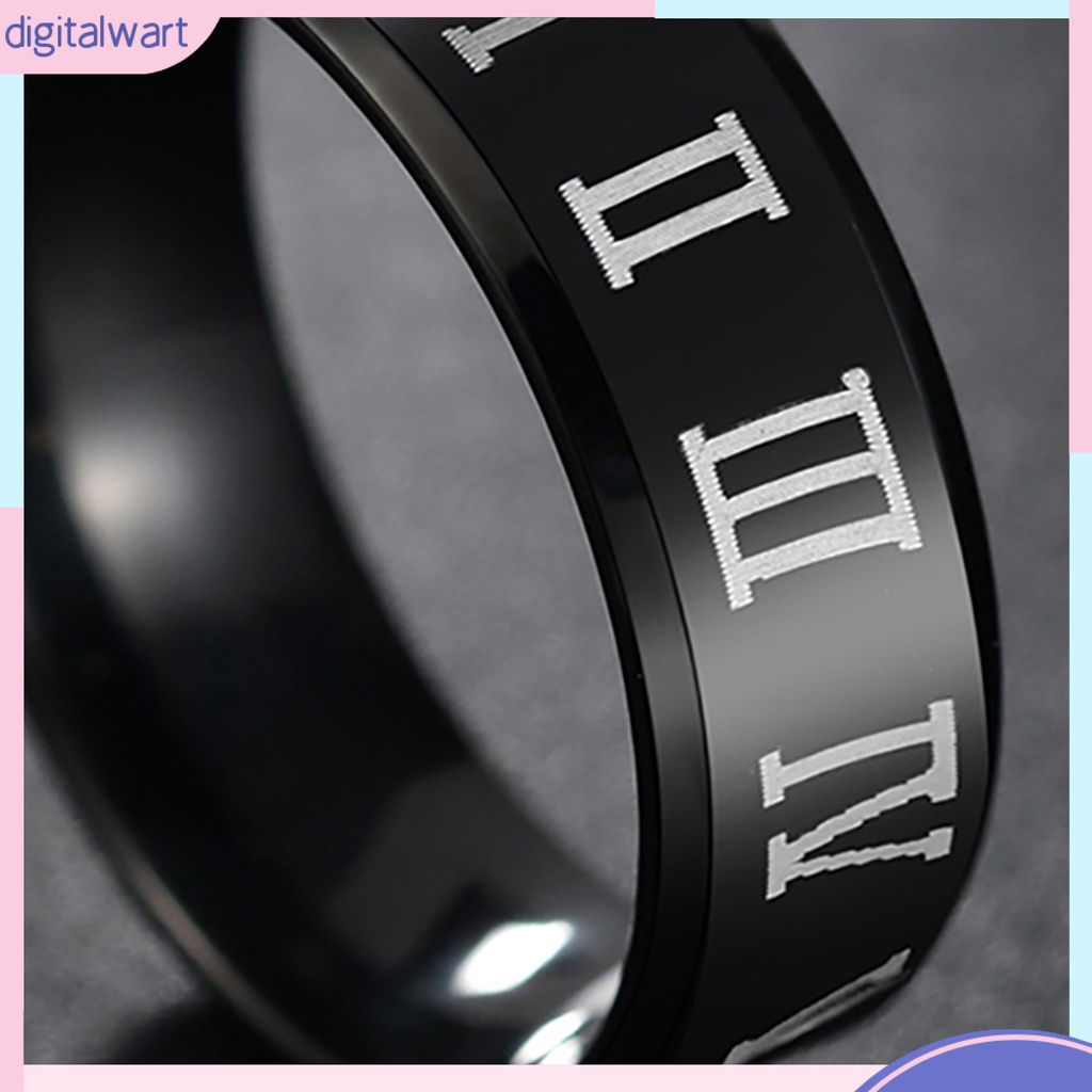 Nhẫn thép không gỉ họa tiết số la mã thời trang