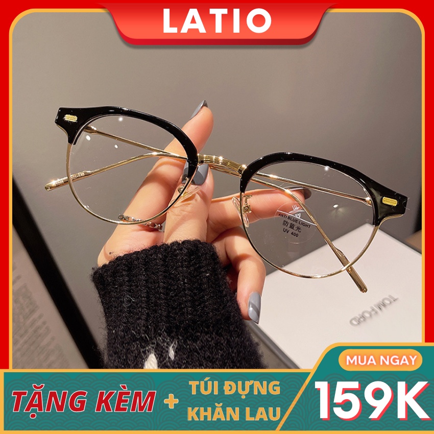 Mắt kính nữ LATIO cao cấp 2023 kính được thiết kế bọc nửa gọng tinh tế cùng với tone màu đẹp thời trang - KM92