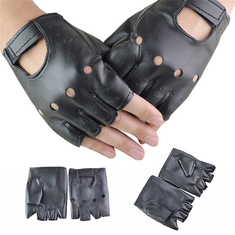 Găng tay hở ngón bằng da giả