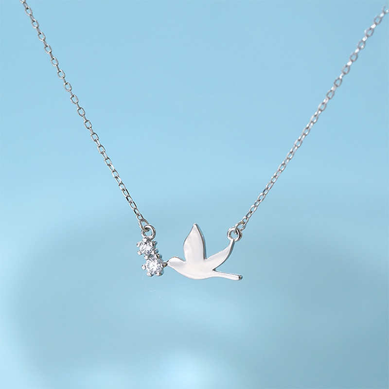 Vòng Cổ Fashion Peace Dove Pendant Necklace Korea Bird Silver Chain Necklaces for Women Jewelry Gift