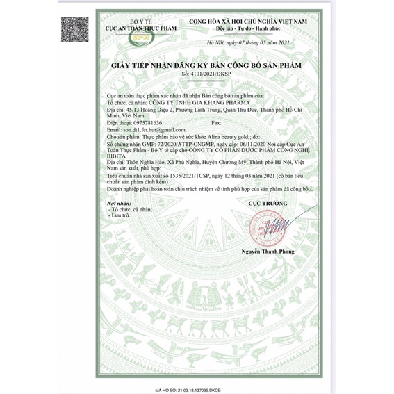 ALINA BEAUTY GOLD - mờ nám, điều chỉnh nội tiết giảm khô hạn