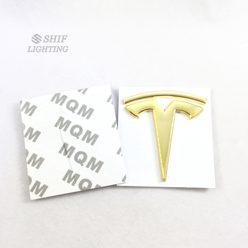 Miếng dán logo Tesla 1 bằng kim loại kiểu dáng độc đáo trang trí cho xe hơi