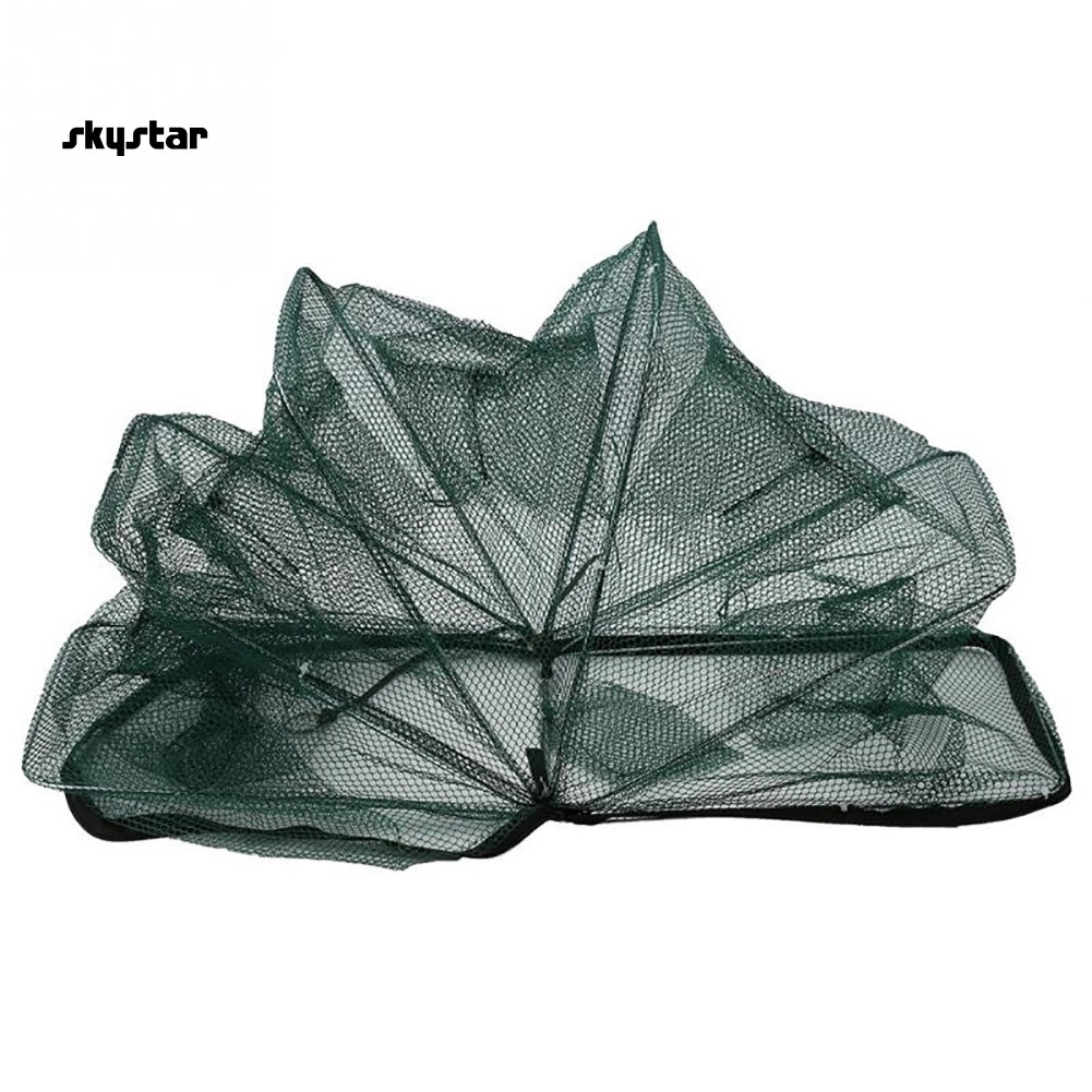 Lồng Lưới Bắt Tôm Cua Cá Tự Động 6 Lỗ Bằng Nylon Có Thể Gập Lại