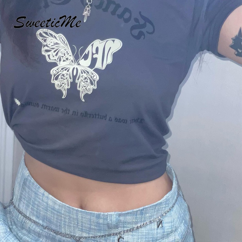 Áo Thun Lửng Dáng Ôm In Họa Tiết Mới Dành Cho Nữ