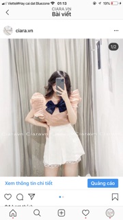 Chân váy viền ren đen/trắng