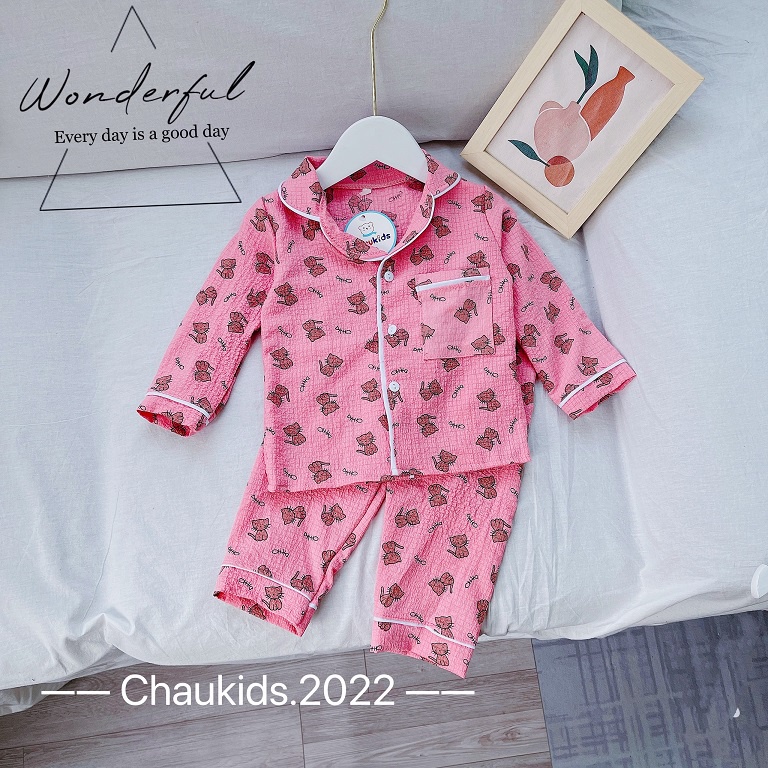 Bộ Pijama Dài Tay Cho Bé Chất Đũi Xốp Mềm Đẹp Họa Tiết Siêu Xinh DOBO057