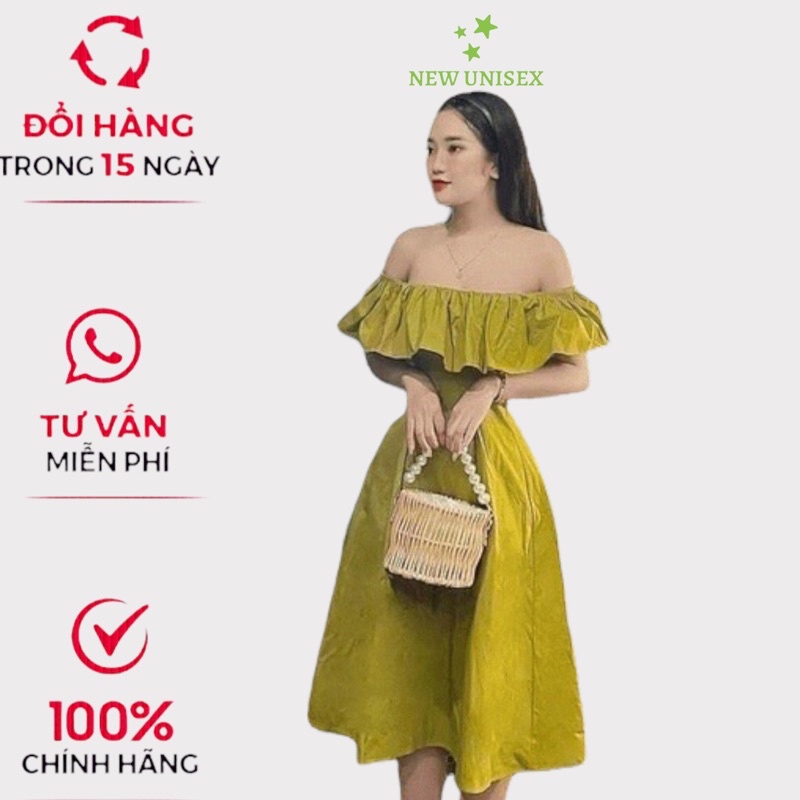 Đầm Dáng Xòe Trễ Vai Mặc Được 2 Kiểu Chất Lụa Có Mút Mặc Đẹp Dáng Xinh [NEW UNISEX]