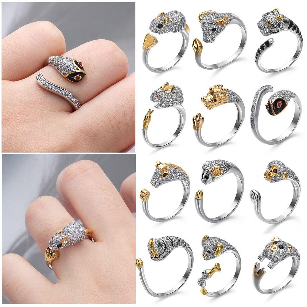 Nhẫn Đính Đá Zircon Phong Cách 12 Cung Hoàng Đạo Thời Trang