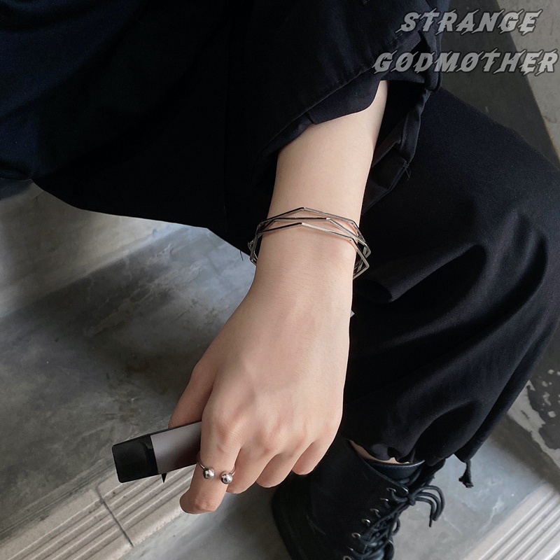 Vòng tay 1049 dạng mở hình học đơn giản cá tính giản dị linh hoạt