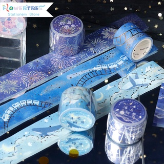 Cuộn băng keo washi dán trang trí sổ tay họa tiết ngân hà dễ thương