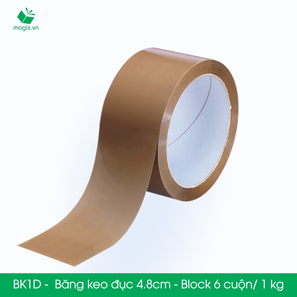 BK1D - Băng Dính Đục - 4.8cm loại 6 cuộn/kg - Combo 3 cuộn băng dính đục đóng thùng hộp carton