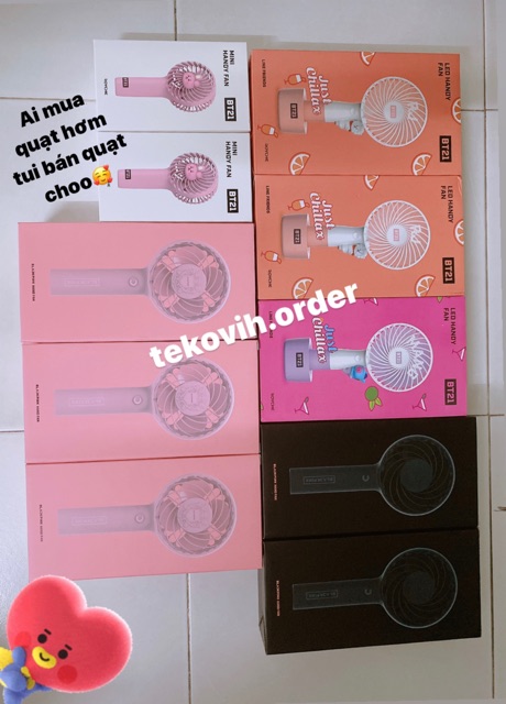 (Sẵn Cooky)[Có video] Quạt handy fan ver 3 BT21 x Royche có đèn LED Official đủ 7 nhân vật {Mua 1 tặng 1} | BigBuy360 - bigbuy360.vn