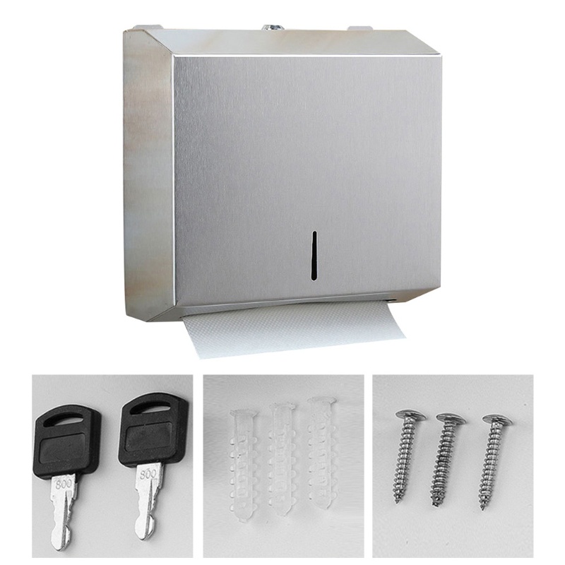 Hộp Đựng Khăn Giấy Gắn Tường Bằng Thép Không Gỉ Sức Chứa Lớn Có Khóa Cho Nhà Bếp Nhà Tắm