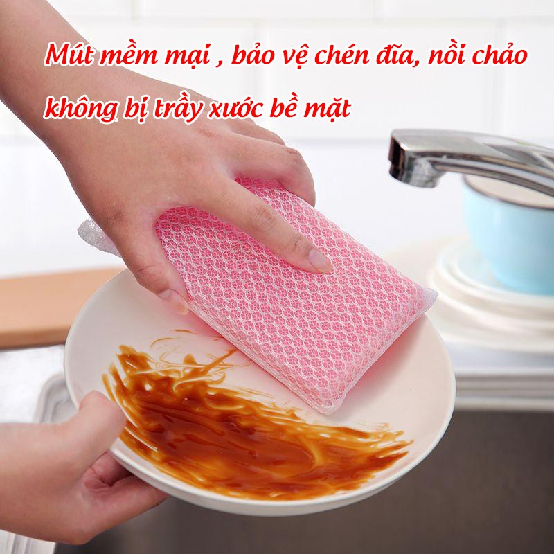 [Mã LIFE1003ALL giảm 10% đơn 50K] Combo 8 Mút Bông - Giẻ Rửa Bát Nhật Siêu Bền Đẹp ,Có Dây Treo Tiện Lợi