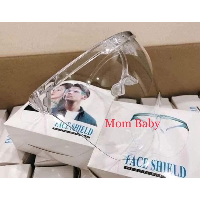 Kính chắn giọt bắn FACE SHIELD loại 1 chắn giọt bắn bảo hộ trẻ em, người lớn trong suốt có hộp cao cấp