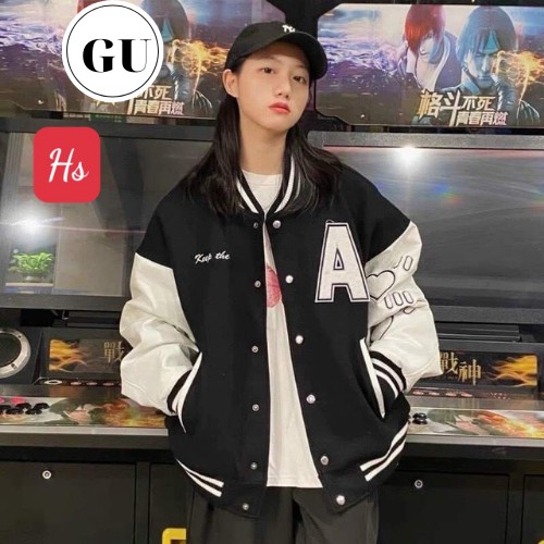 (Ảnh thật)Áo Bomber phối tay chữ A chất Nỉ Cá tính Gu Store mã 428