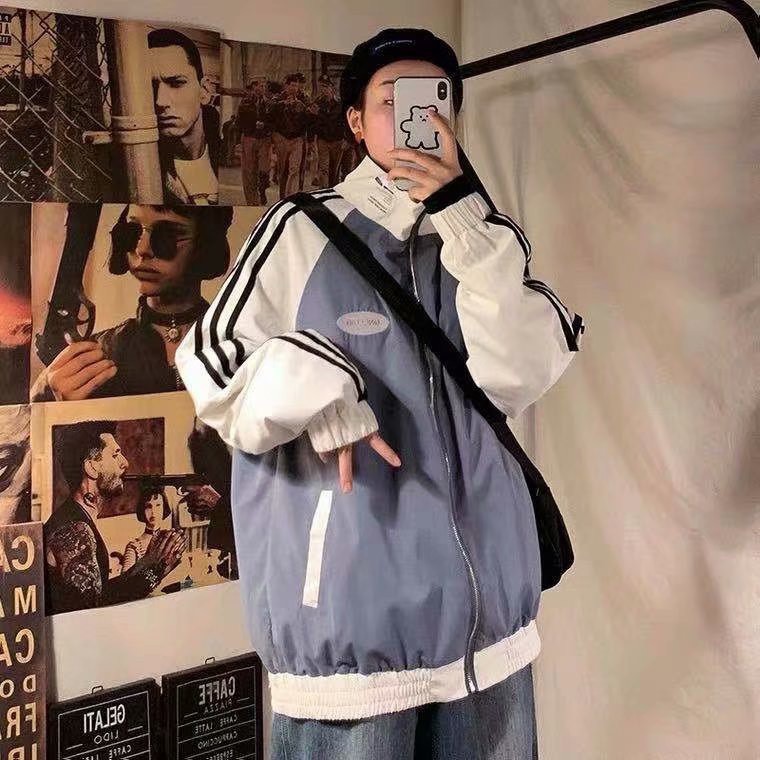 Áo khoác,áo gió 2 lớp form rộng 2 màu thêu logo cổ nam nữ mặc cực chất