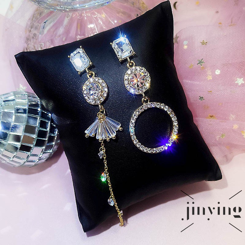 GETNOIVAS Khuyên tai dáng dài đính đá tinh tế thời trang cá tính cho nữ