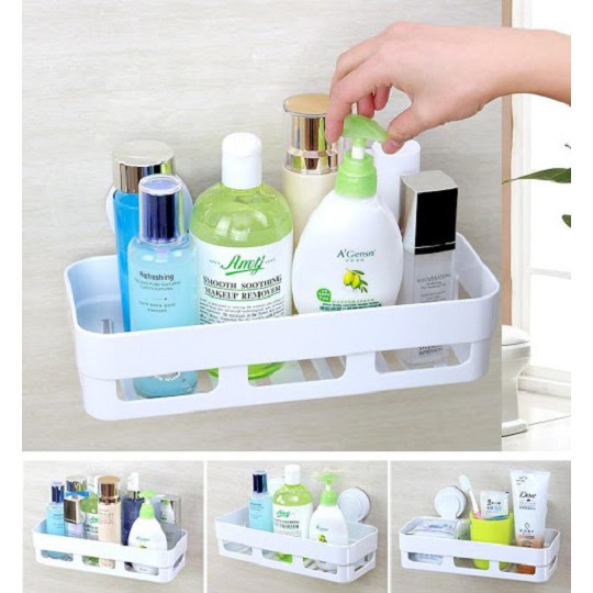 Kệ nhựa nhà tắm Việt Nhật 26cm dán tường hít chân không tiện dụng - khay nhựa đựng đồ nhà bếp