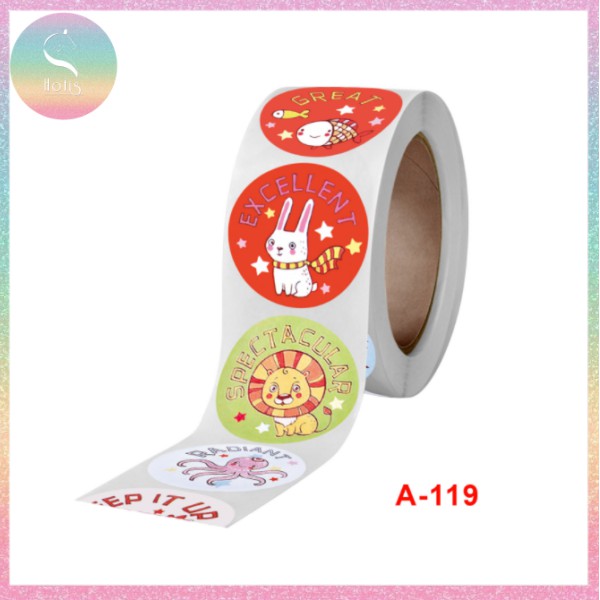 [HOTIS] 45 MẪU - Sticker cuộn 500 nhãn dán khen thưởng học sinh tạo động lực