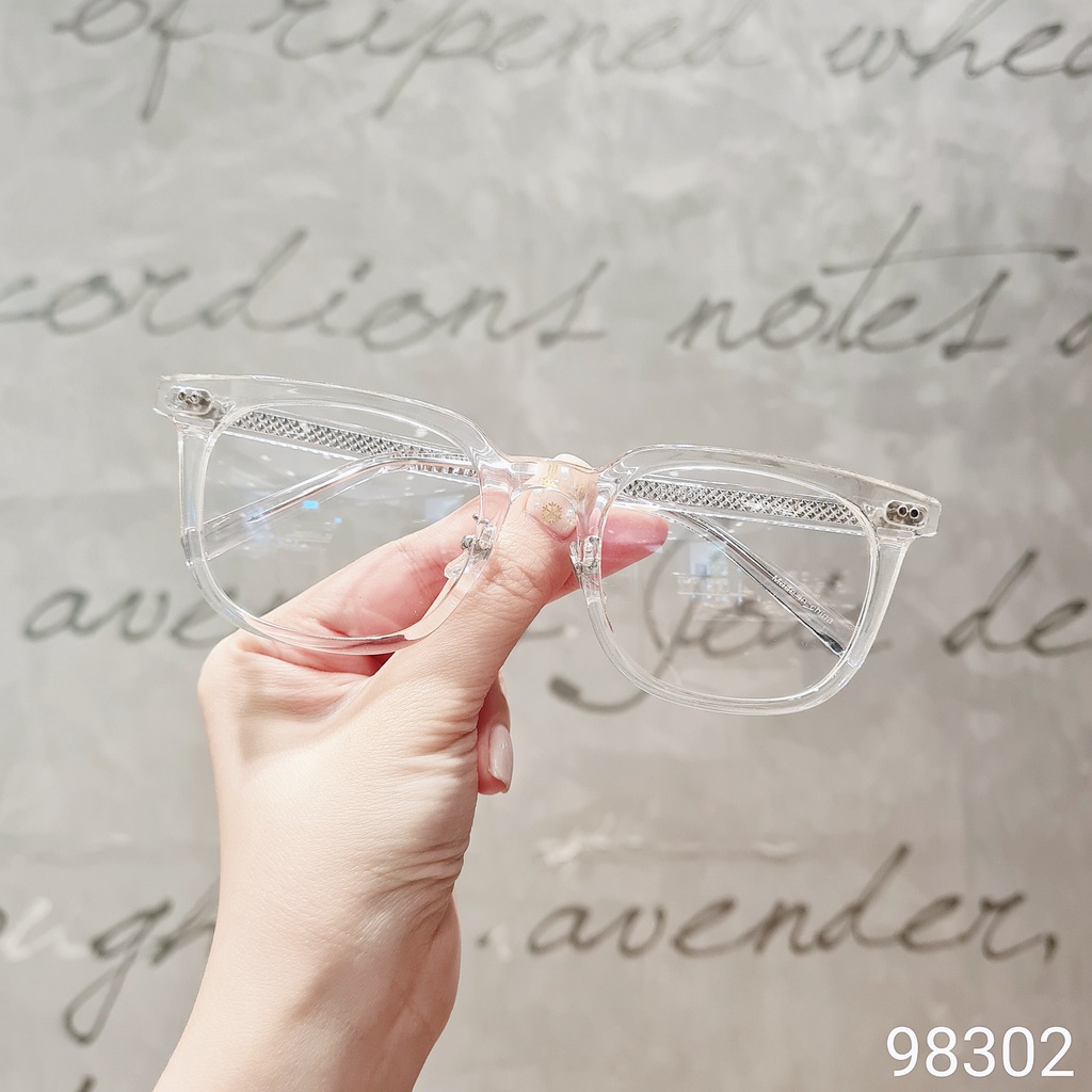Kính gọng vuông nam nữ LILYEYEWEAR chất liệu nhựa dày dặn giả cận thời trang 98302