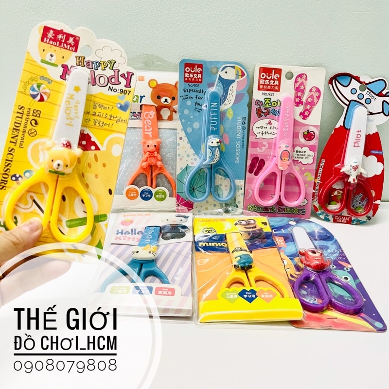 [LOẠI TỐT-NHIỀU MẪU] Kéo cắt giấy có nắp đậy cho bé học thủ công.