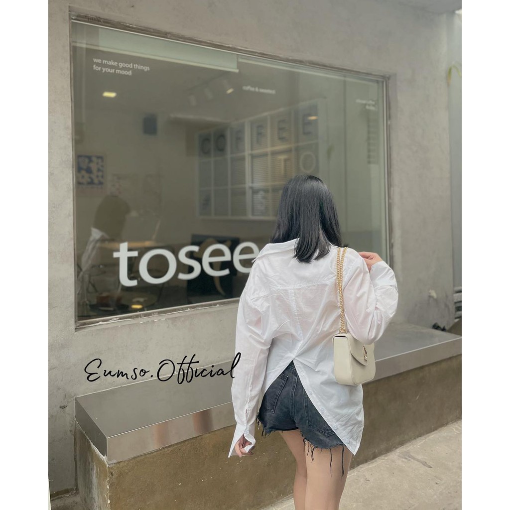 Áo sơ mi trắng đen freesize MINA