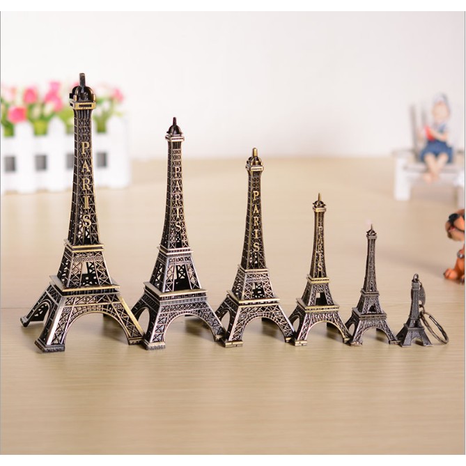 Mô hình tháp Eiffel đồng đúc cao 8cm - 10cm - 15cm trang trí nhà búp bê, tiểu cảnh, bonsai