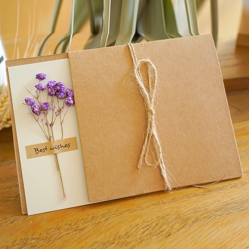 Thiệp hoa chúc mừng sinh nhật tình nhân ngày nhà giáo 20/11 giấy kraft vintage kèm phong bì king9