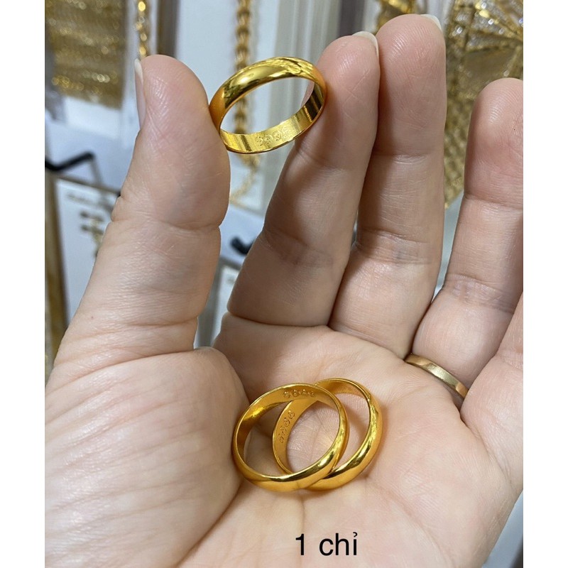 Nhẫn trơn loại 1 chỉ màu vàng 24 cao cấp nhẫn có khắc 4 số 9