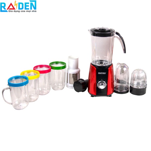 Máy xay sinh tố đa năng nhiều cối Matika MTK-3121 công suất 220W, có lưới lọc nước ép trái cây
