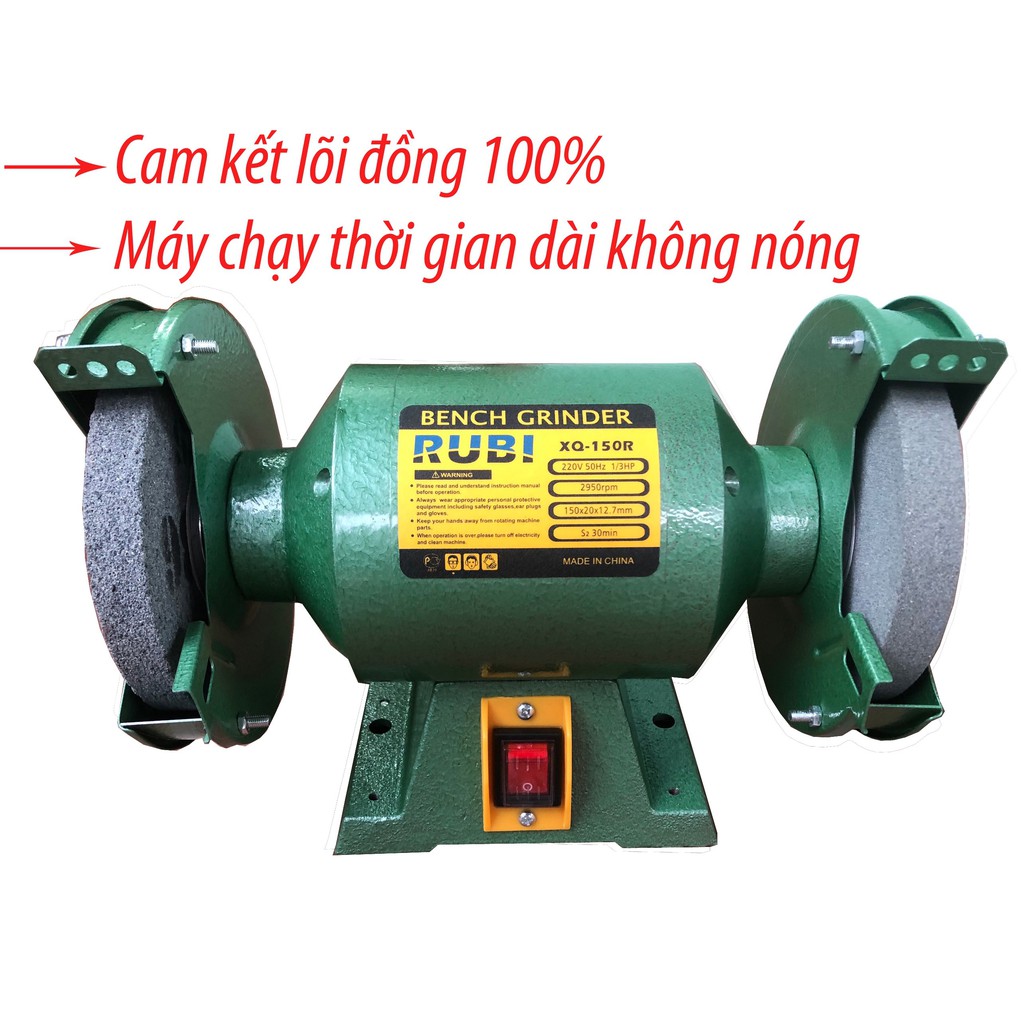 Máy mài hai đá RUBI đá 150mm hàng nội địa - Máy Mài 2 đầu tặng 2 đá hàng chất lượng bảo hành 6 tháng