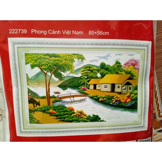 tranh thêu chữ thập phong cảnh việt nam 85x56cm