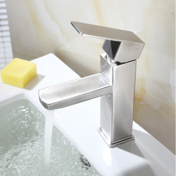 Vòi Lavabo nóng lạnh (kiểu vuông) SUS304 - Hàng Cao cấp Bảo hành dài (Kèm đôi dây cấp nước)