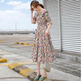 Đầm chiffon hoạ tiết hoa